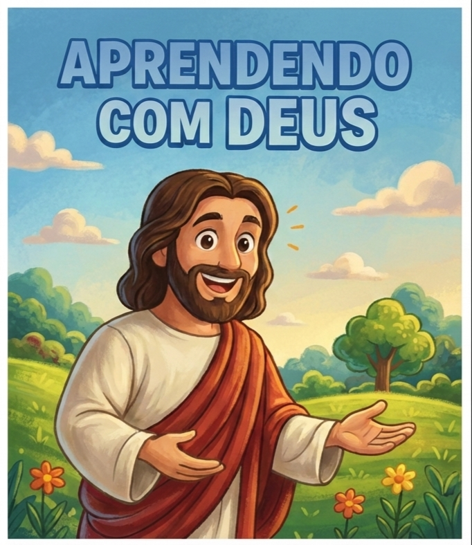 Capa do livro Aprendendo com Deus - Ilustração de Jesus sorrindo
